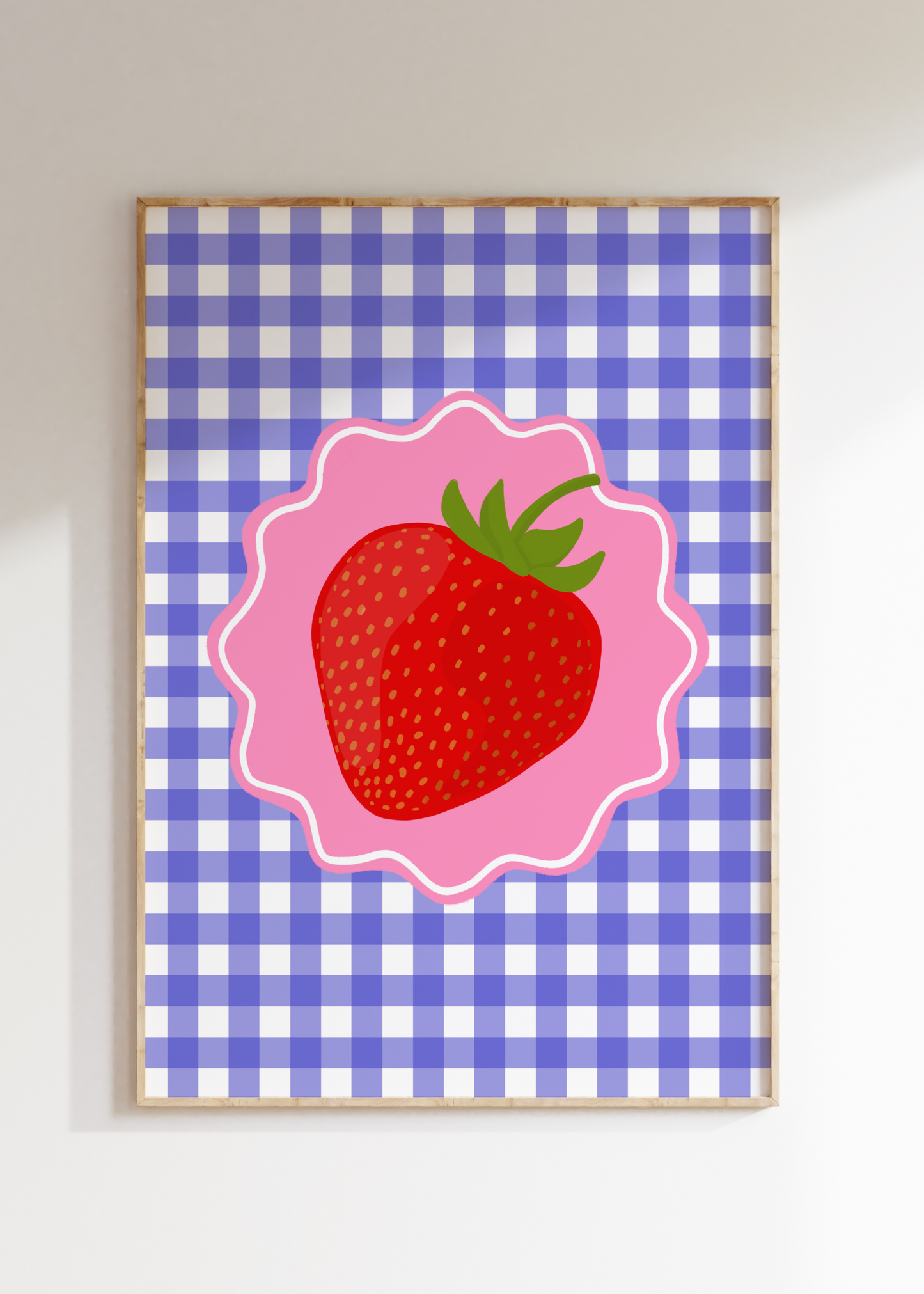 Gingham Strawberry Art Print