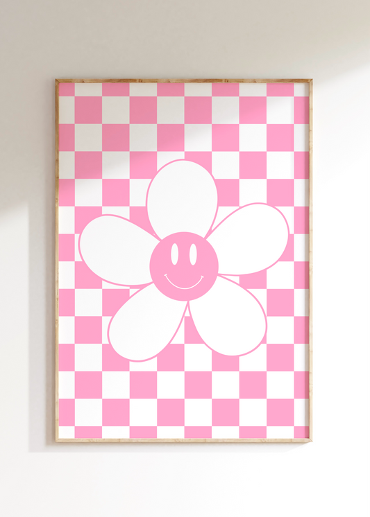 Checkerboard Flower Art Print