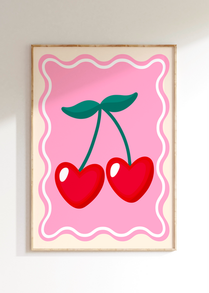 Wavy Cherries Art Print