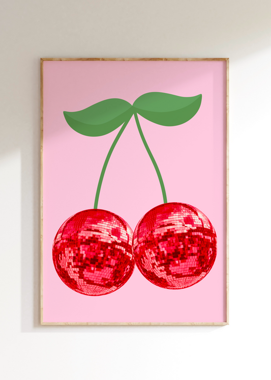 Disco Ball Cherry Art Print