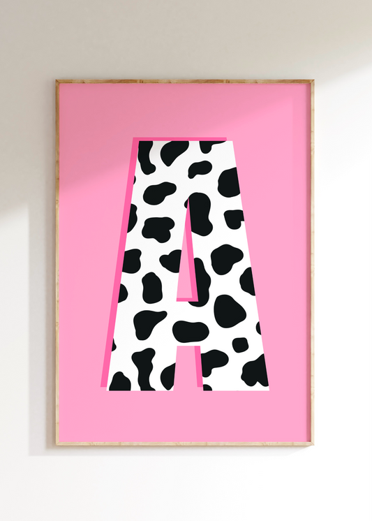 Cow Themed Letter Art Print