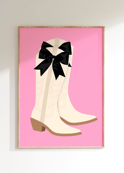 Bow Cowboy Boots Art Print