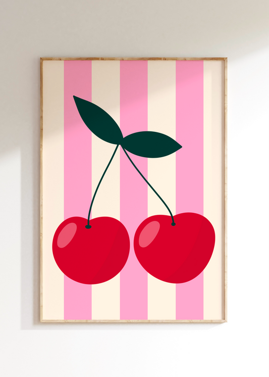 Striped Cherry Art Print