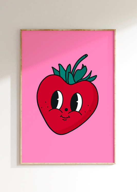 Cartoon Strawberry Art Print