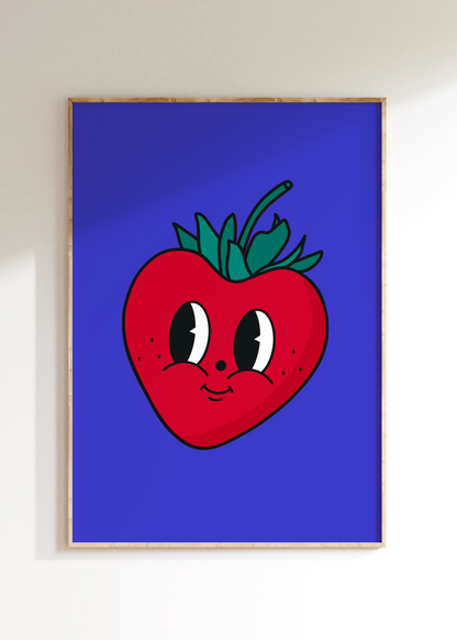 Cartoon Strawberry Art Print