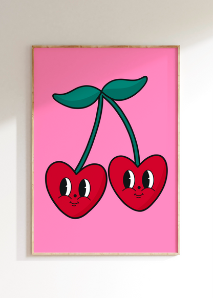 Cartoon Cherries Art Print