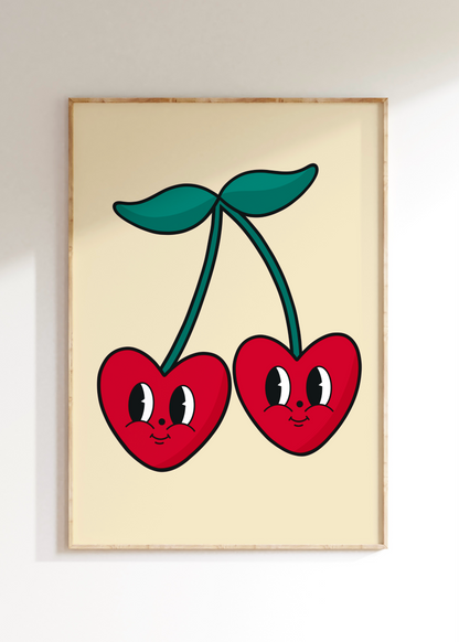 Cartoon Cherries Art Print