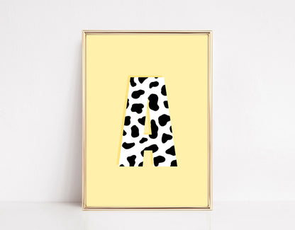 Cow Themed Letter Art Print