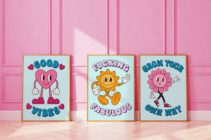 Funky Cartoon Art Print Set