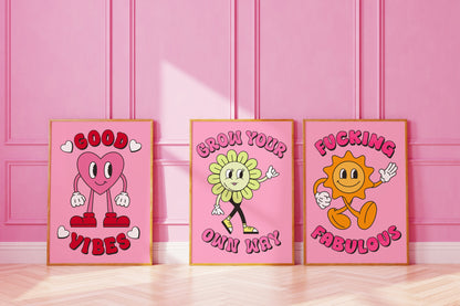 Funky Cartoon Art Print Set