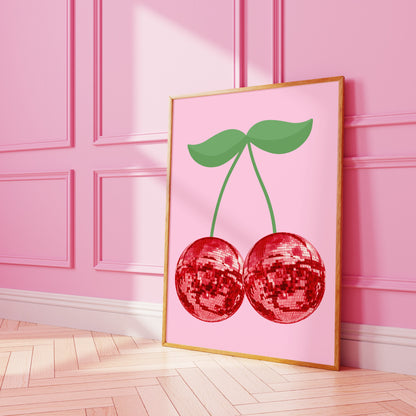 Disco Ball Cherry Art Print