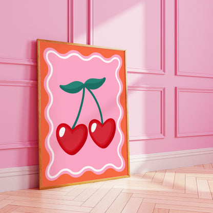 Wavy Cherries Art Print